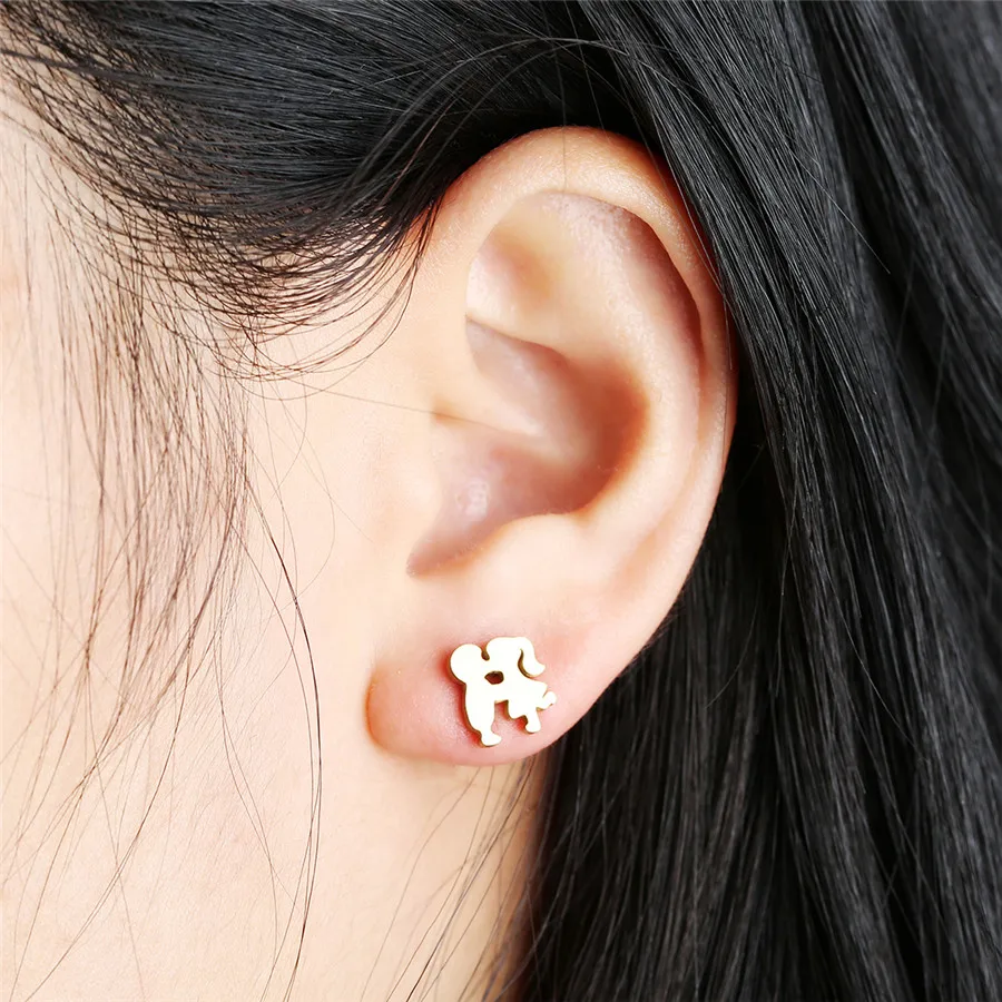 XINYAO 2018 Cute Stainless Steel Figure Stud Earrings For Women Gold