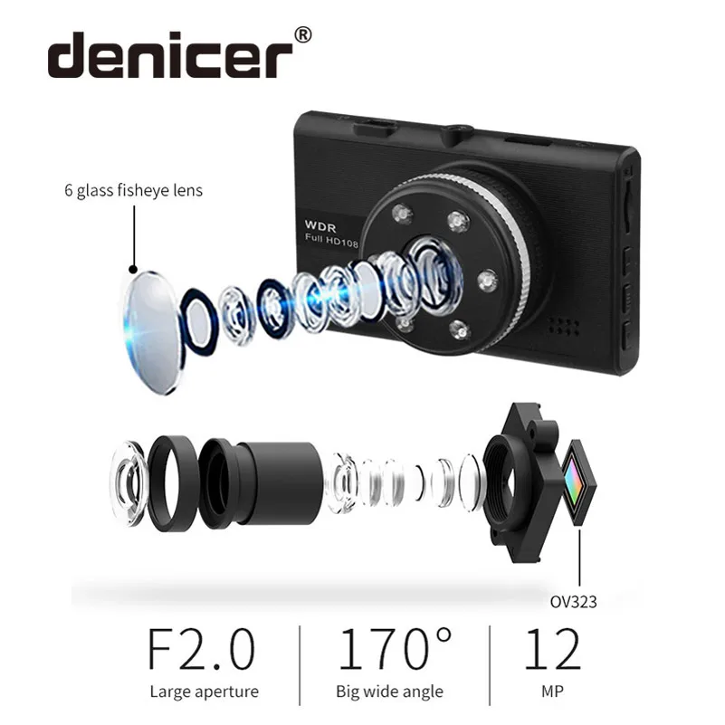 Автомобильный видеорегистратор FULL HD 1080P DVR 3 0 дюймовый экран Dashcam 170 градусов