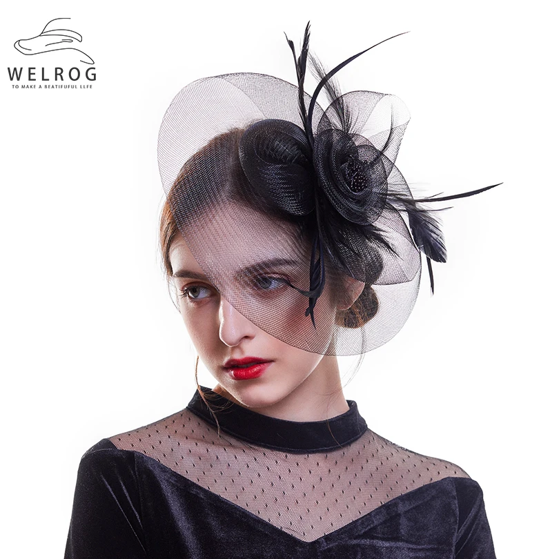 Women's Accessories Ladies Mesh Hat Feather Fascinator For Night Wedding Party 