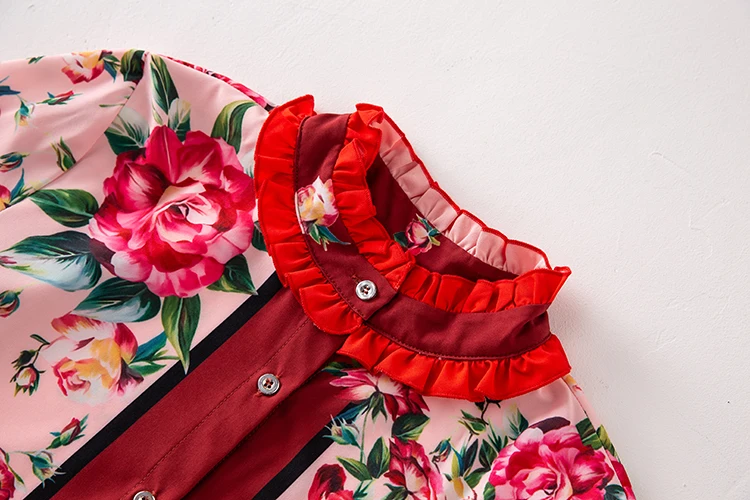 SEQINYY блузка с цветочным принтом Ранняя осень Высокое качество Модная европейская Новая женская драпированная красная с длинным рукавом розовая Свободная рубашка