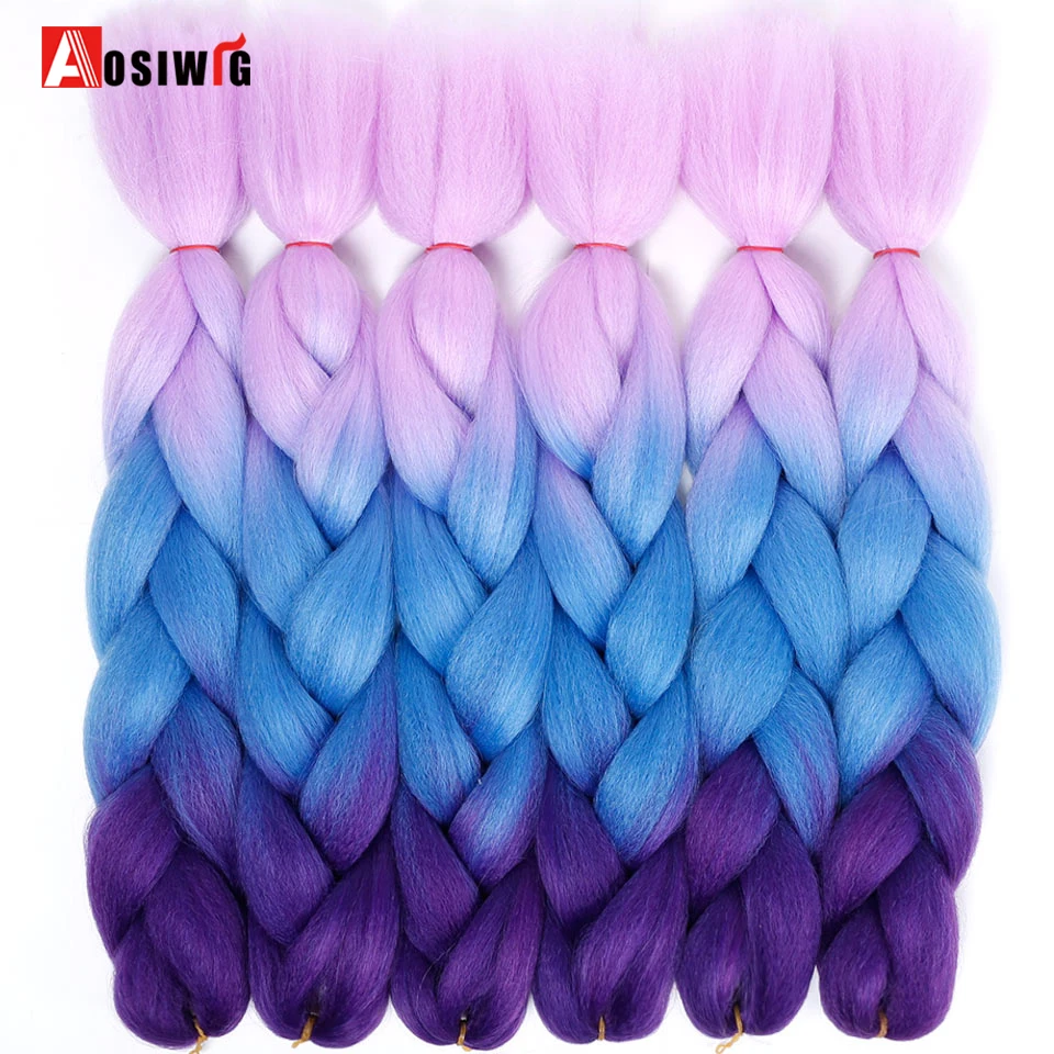 Ombre Kanekalon плетение волос 24 дюймов г 100 синтетические Jumbo косы волокно зеленый