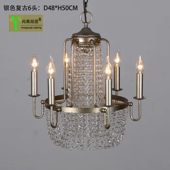 

LED Luxury Crystal Candle Wrought Iron Vintage Sitting Room Bedroom Pendant Light