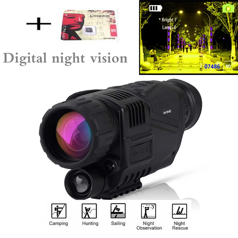

Monocular Night Vision Infrared Digital Scope for Hunting Telescope Long Range with Built-in Camera Shoot Photo Recording Video
