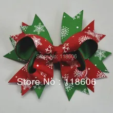 150 шт. Снежинка печать красный и зеленый Рождество бутик лента hairbow для малыша Обувь для девочек