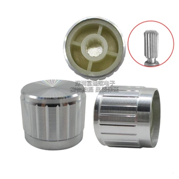 

10pcs Aluminum alloy silver cut line 21MM * 17MM flower shaft hole 6MM potentiometer knob volume switch cap