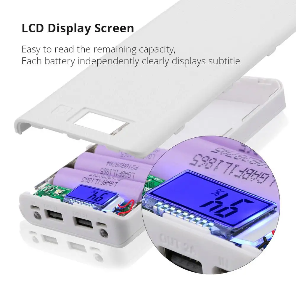 New DIY 8x18650 Portable Battery Power Bank Shell Case Box LCD Display Dual USB Powerbank KIT 18650(No Battery)|powerbank usb 18650|case