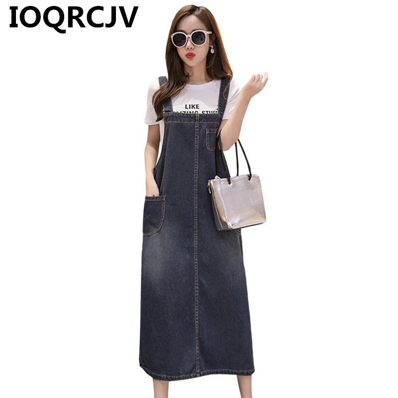 

Women Dress 2019 Summer Backless Loose Pocket Sleeveless Jeans Dress Sexy Ladies Denim Dresses Vestidos Large Size S-5XL R470