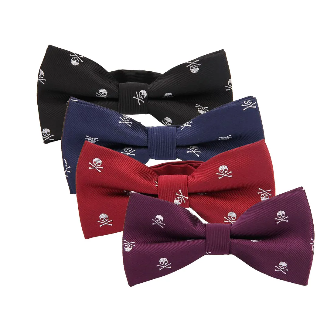 Novelty Men's Polyester Silk Bow Tie Skull Bowtie For Tuxedo Banquet