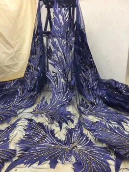 

BEAUTIFICAL african lace fabrics High quality embroidery sequins lace net fabric for dress 5yards/lot free shipping ML1N818
