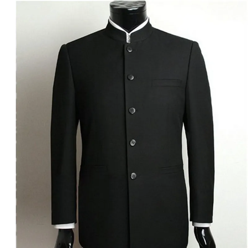 

New Men's Suit China collar coat classic formal suit black men's suit custom tops and pants
