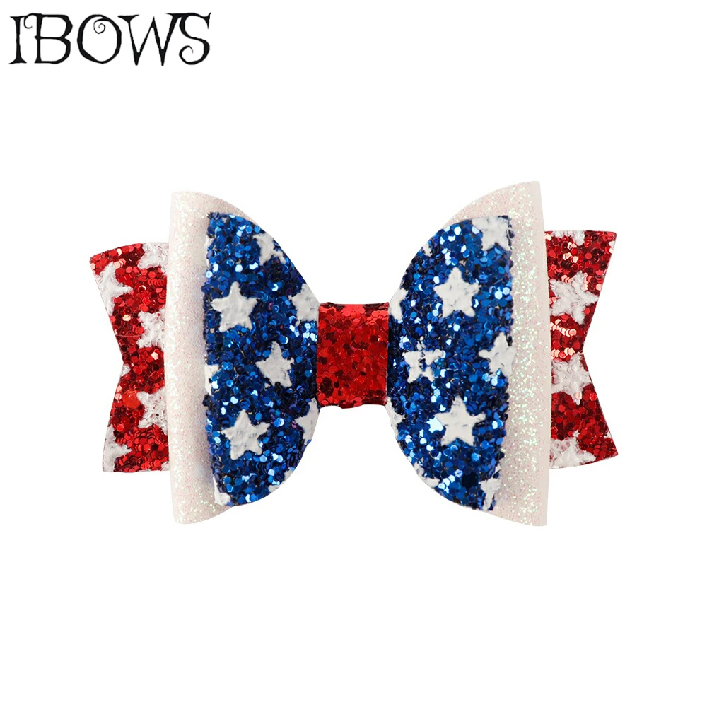 5/" Pencil Print Hair Bows Barrettes Glitter Handmade Hairclips HU