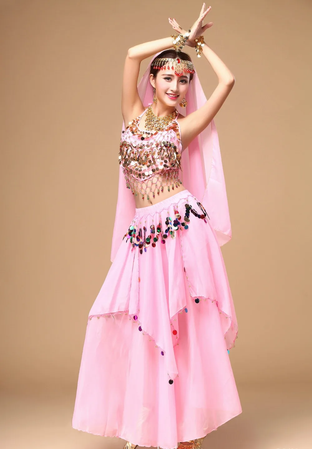 Египетский Костюм танцовщицы 2 шт. топ и юбка Ropa Danza Del Vientre 7 цветов Болливуда танцевальная одежда индийский юбка костюм для танцев костюмы