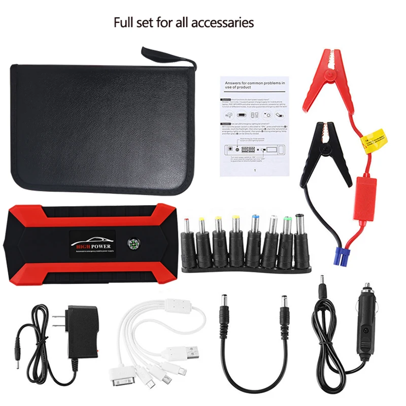 Jump Starter 20000mAh 12V Car Battery Power Bank Start Device LED 4USB EU Plug Emergency Booster Portable 600A Auto Electronic