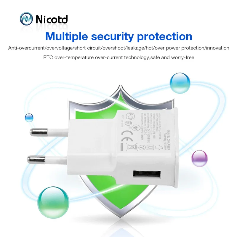 Nicotd 5V 2A USB Charger EU Plug Fast Charging Travel Wall Mobile Phone Charger For Huawei 8C 8X Mate 20 Xiaomi Samsung S10 plus (8)