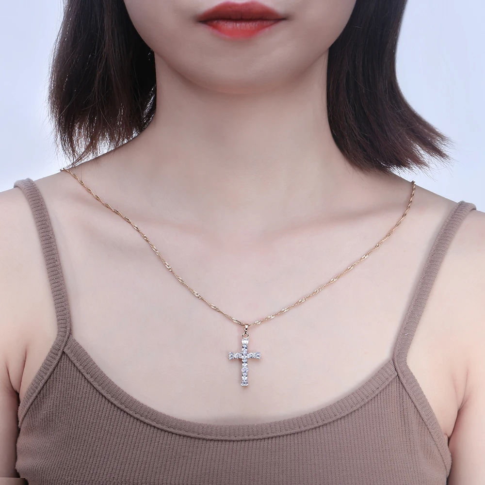 Роскошное ожерелье LADYCHIC с подвеской в виде креста кристаллами для девушек и