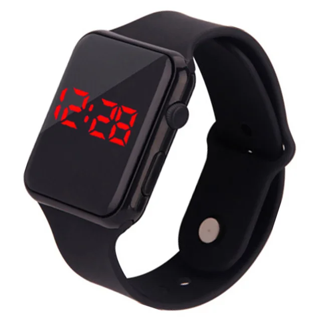 Boys And Girls Watch New Square Led Sports Kids Watches Silicone Watch