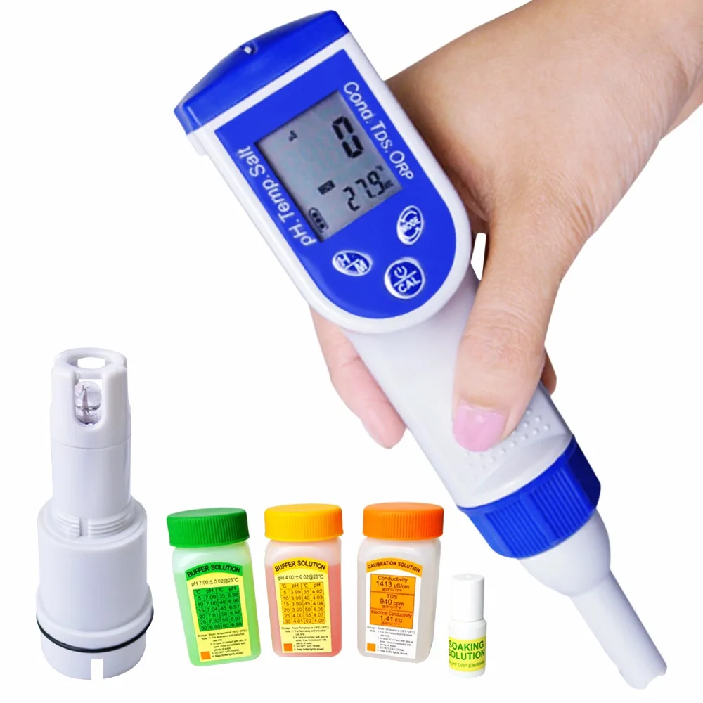 6 in1 Digital Pen Tester pH EC TDS Salinity Temperature Water Quality Meter Aqua 