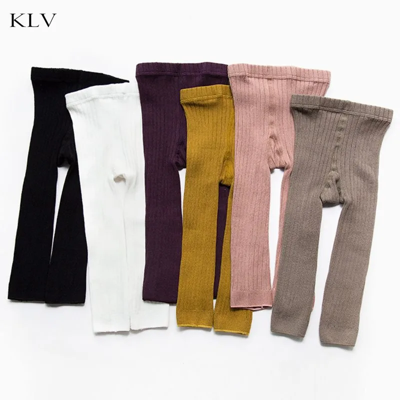 Kid Knitted Leggings Baby Girl Cotton Vertical Winter Warm Solid Color Trouser Toddler Girl's Children Clothes