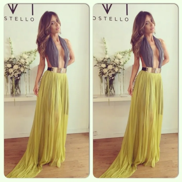 grey with yellow dress