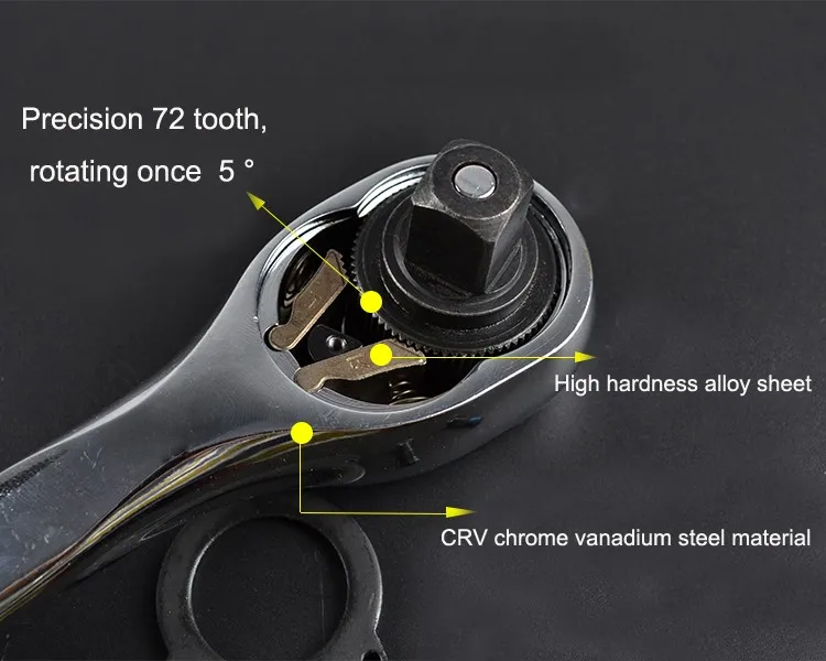 72 Зубы телескопическая послепродажного ремонта Инструменты 1/2 "(12.5 мм) разъем ключ-трещотка быстрый способ автоматической