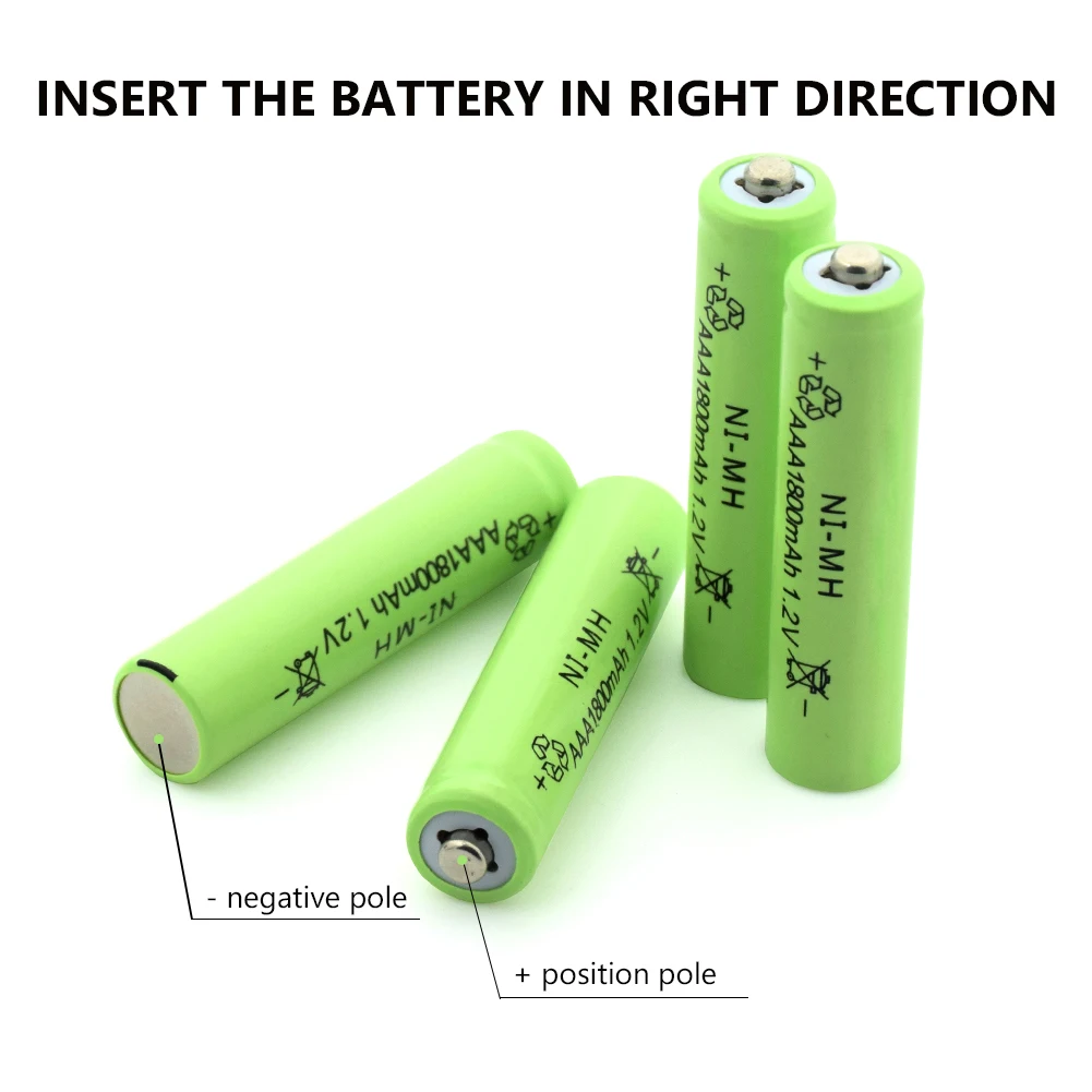 Перезаряжаемая Ni-MH AAA литий-ионная Lipo литиевая батарея 1,2 V 1800mAh для фонарика налобного фонаря