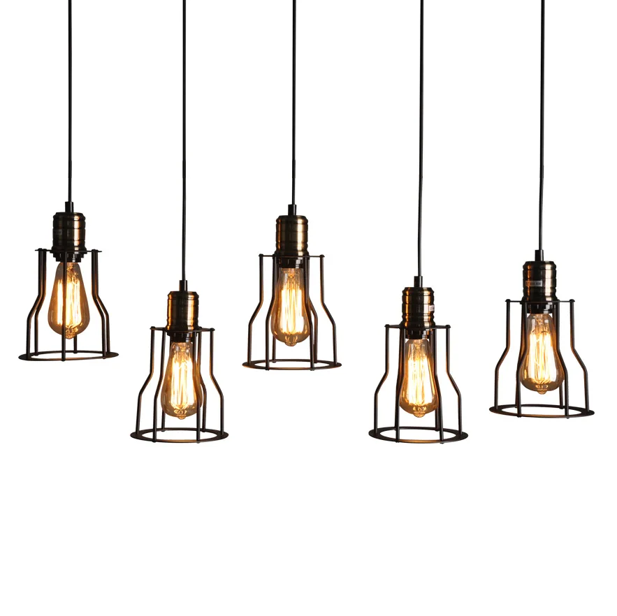 black vintage industrial pendant light nordic retro lights iron lampshade loft edison lamp metal cage dining room Countryside цена black vintage industrial pendant light nordic retro lights iron lampshade loft edison lamp metal cage dining room Countryside цены онлайн
