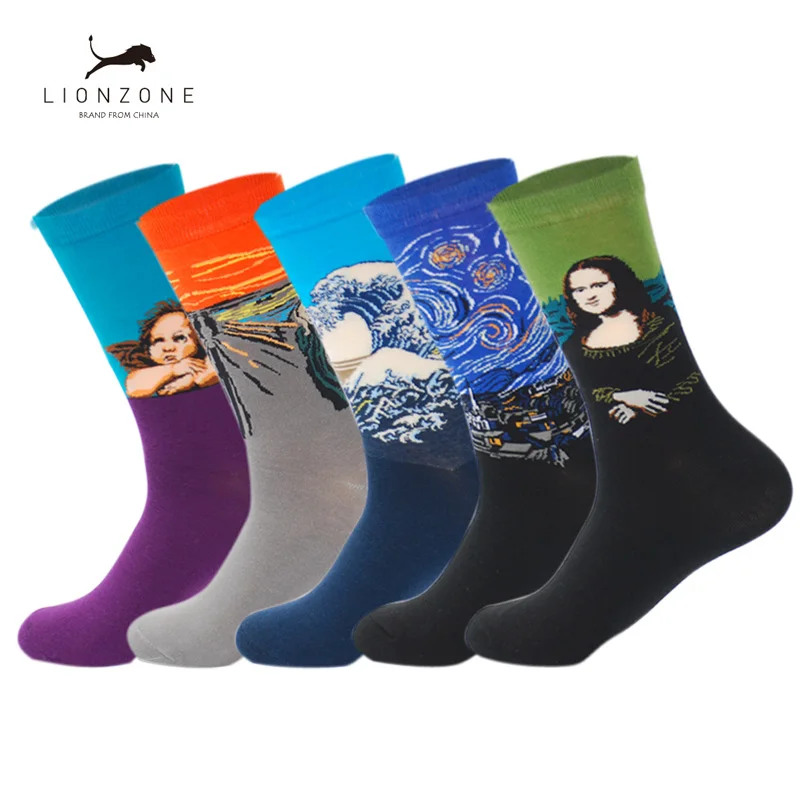 Men's Casual Combed Cotton Socks Napoleon Jesus Mona Lisa Famous Oil Paintings Crew Colorful Funny Winter Happy Socks
