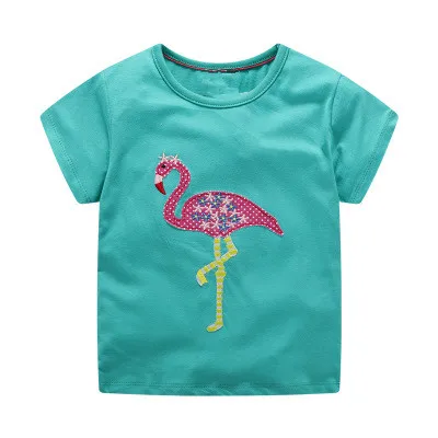 VIDMID/хлопковая детская футболка для девочек; детские летние футболки с короткими рукавами; Одежда для девочек; детская футболка с рисунком кота, кролика, бабочки - Цвет: as photo
