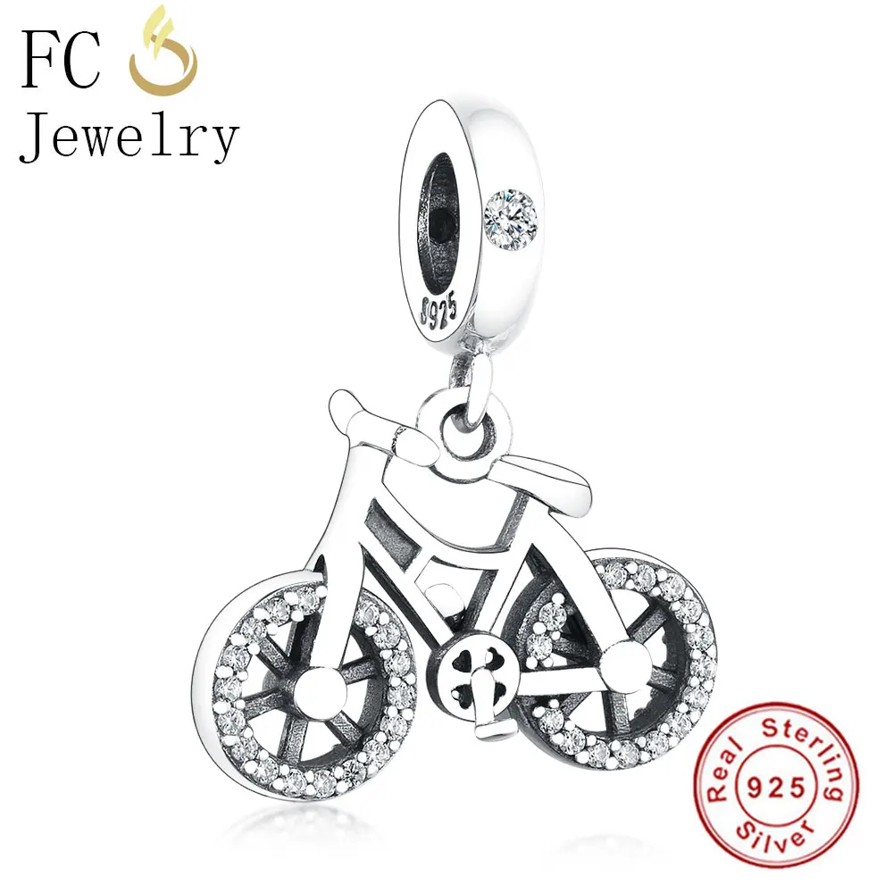 FC ювелирные изделия подходят Pandora Шарм браслет 925 Серебро велосипед для путешествий велосипед циркониевые Бусы Женщины делая ребенка Berloque