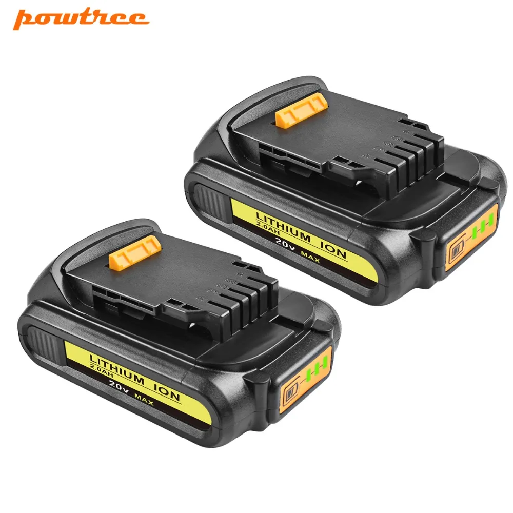 

Powtree For DeWalt 2PCS 20V 2000mAh DCB200 Power Tools Li-ion Battery Replacement DCB181 DCB182 DCB204 DCB101 DCF885 DCD740