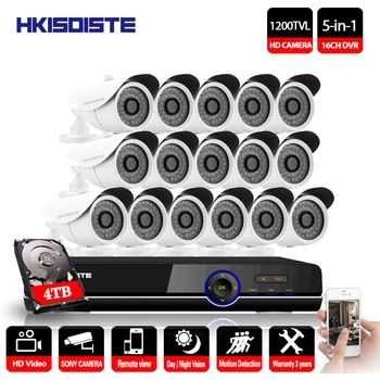 

AHD CCTV System 16CH AHD 1080P CCTV DVR Kit HDMI 1.0MP SONY 1200TVL IR Cameras Security System 16 channel CCTV NVR 4TB HDD