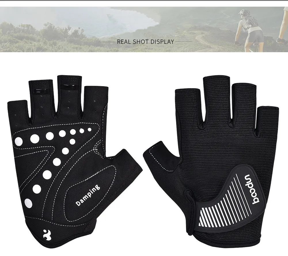 Велосипедные перчатки BOODUN с полупальцами для мужчин и женщин, летние дышащие противоскользящие перчатки для велоспорта, горного велосипеда с большой петлей на крючке