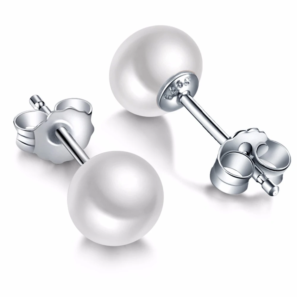 Sterling Silver 10-11mm Button ite Post Earrings 10x10 mm