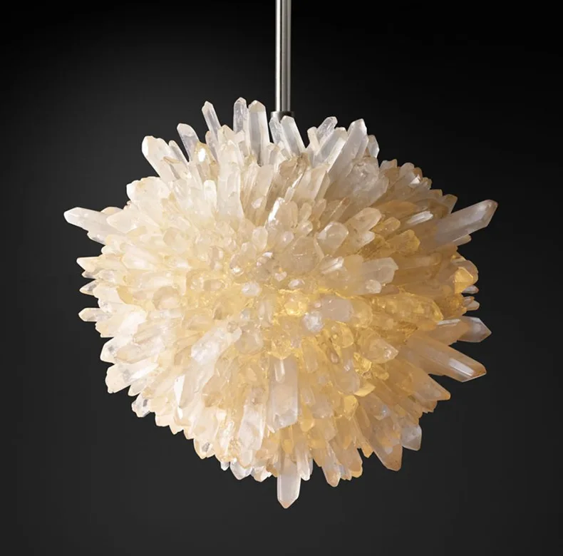 Lámpara colgante de cuarzo natural de lujo para Hotel lámpara colgante de cristal Led RH American Suspend lámpara Led Luminarias Lamparas Lámpara colgante de cuarzo natural de lujo para Hotel lámpara colgante de cristal Led RH American Suspend lámpara Led Luminarias Lamparas