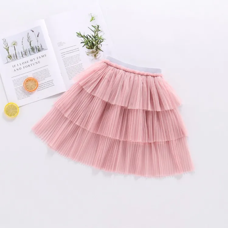 Юбки-пачки для маленьких девочек Детская танцевальная юбка для девочек, 3 слоя, фатиновая юбка для девочек шифоновая юбка-американка Одежда для девочек на день рождения - Цвет: Розовый