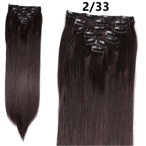 JOY& BEAUTY 22 Цвета доступны 2" 7 шт./компл. 16 зажимы в наращивание волос прямые волосы синтетический шиньоны 140 г накладные волосы - Цвет: 2 33