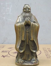 7China Folk Bronze Confucius Kong Zi Sage Confucianism educator Statue confucius says