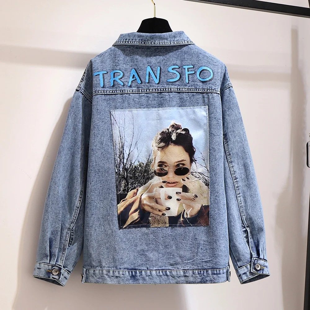 

Women Denim Blue Teddy Coat 2XL 6XL Plus Size Basic Coat Jacket Autumn Spring Jacket Womens Jeans Loose Fit Casual Style Jacket
