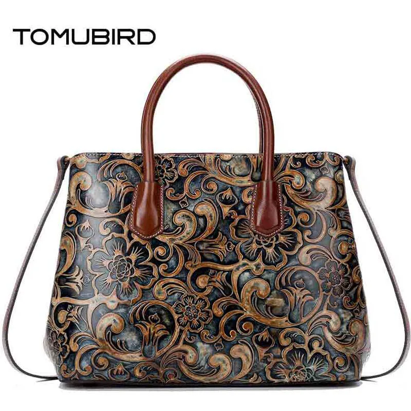 Marken Neue Tote Luxus Aus 2019 Geprägte Top Frauen Handbagsa Nationalen blue Leder Yellow Echtem Tomubird Brass gold Color Wind Tasche 5w07pq