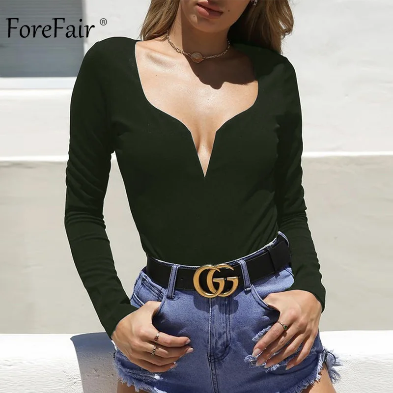 Forefair Long Sleeve Sexy Bodysuit Black Red (5)