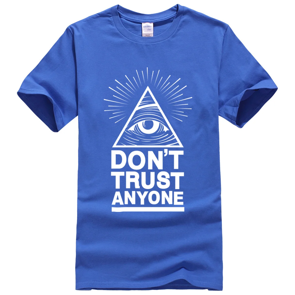 Лето, новинка, мужские футболки, Dont Trust Anyone Illuminati All Seeing Eye, футболка с буквенным принтом, Мужская футболка, повседневные топы, футболки - Цвет: blue