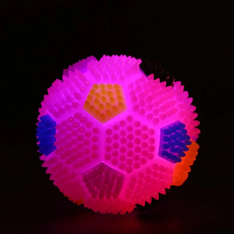 OnnPnnQ Pet Chew Ball Night Glowing Squeak Bounce Ball Built-in Button Battery for Dog Cat Toys Outdoor Interactive Pet Supplies