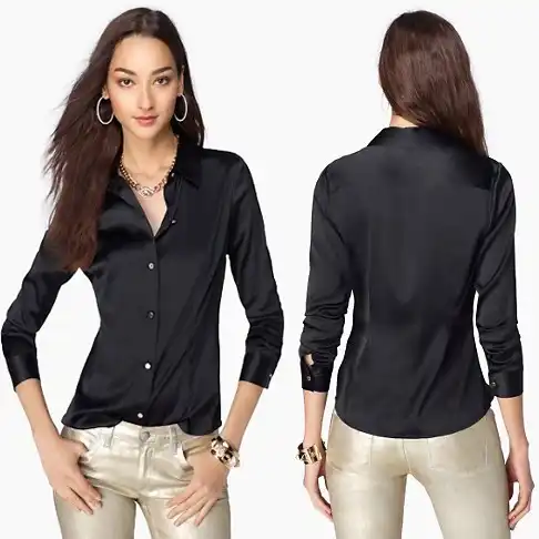 yellow silk blouse ladies