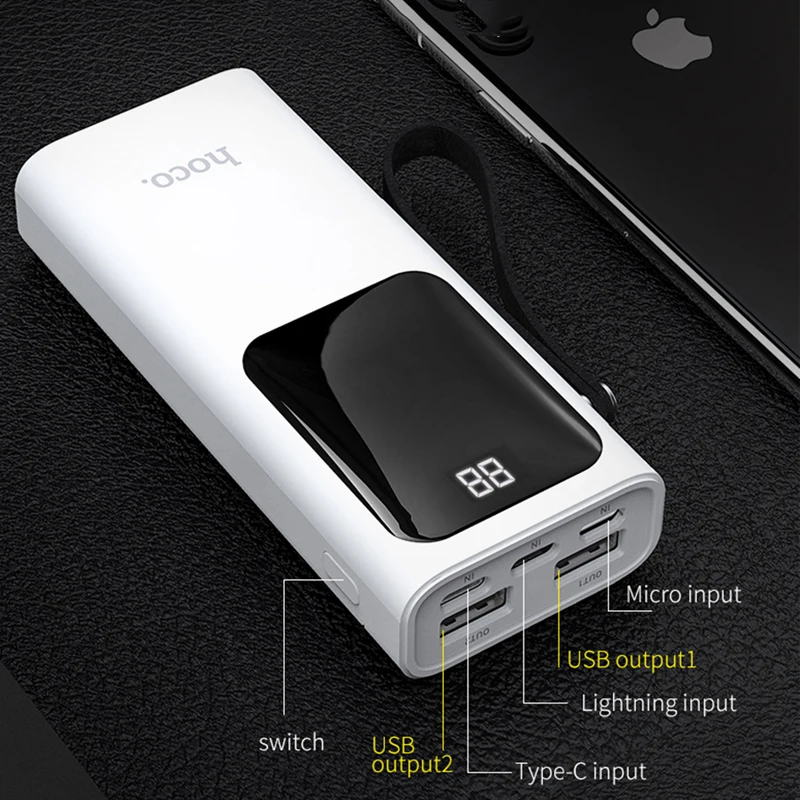 Внешний аккумулятор HOCO на 10000 мА · ч с мини USB и светодиодным дисплеем|Внешние