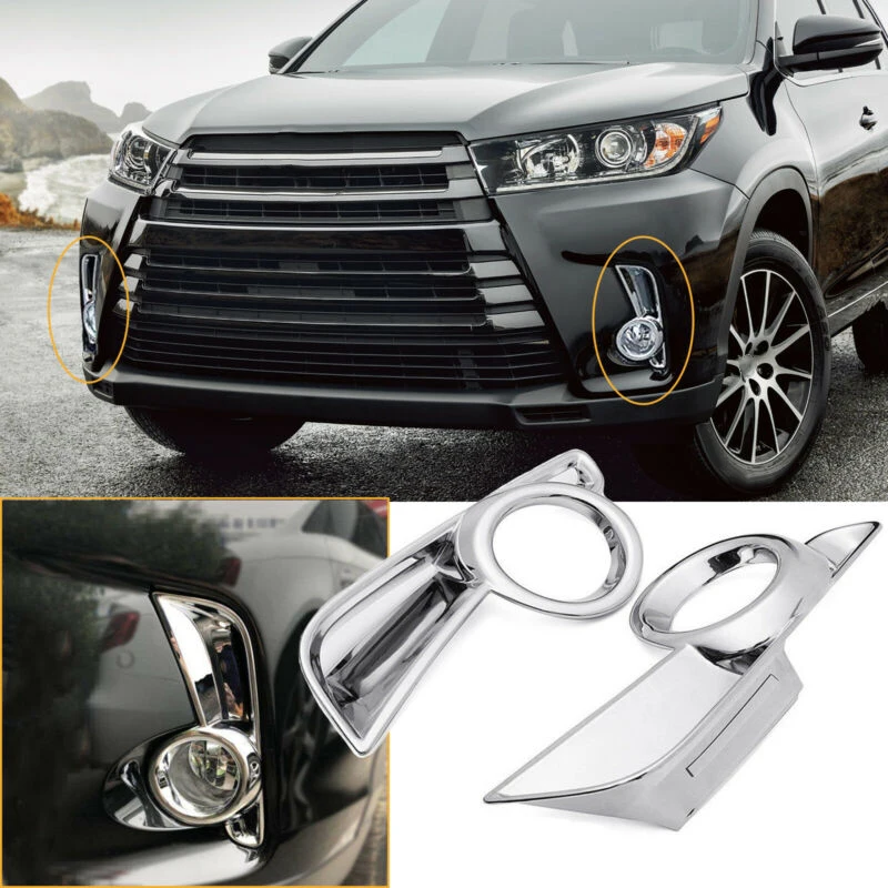 2pcs Front Fog Light Lamp Cover Trim For Toyota Highlander ABS
