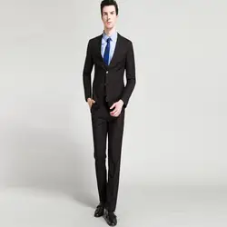 Черный деловой костюм Slim Fit для мужчин жених свадебные костюмы вечерние костюмы 2 шт. (куртка + брюки) Блейзер костюм мужские костюмы Homme