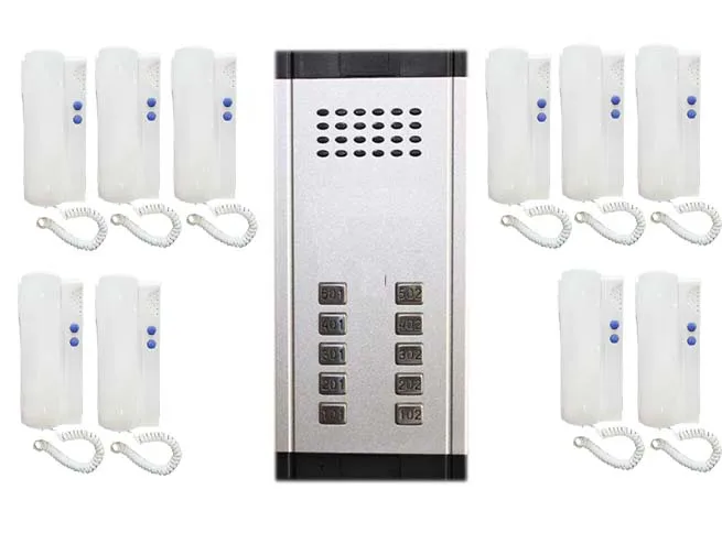 XinSiLu охранных прямой Пресс ключ аудио-телефон двери для 10 квартиры, 2-проводной аудио домофон