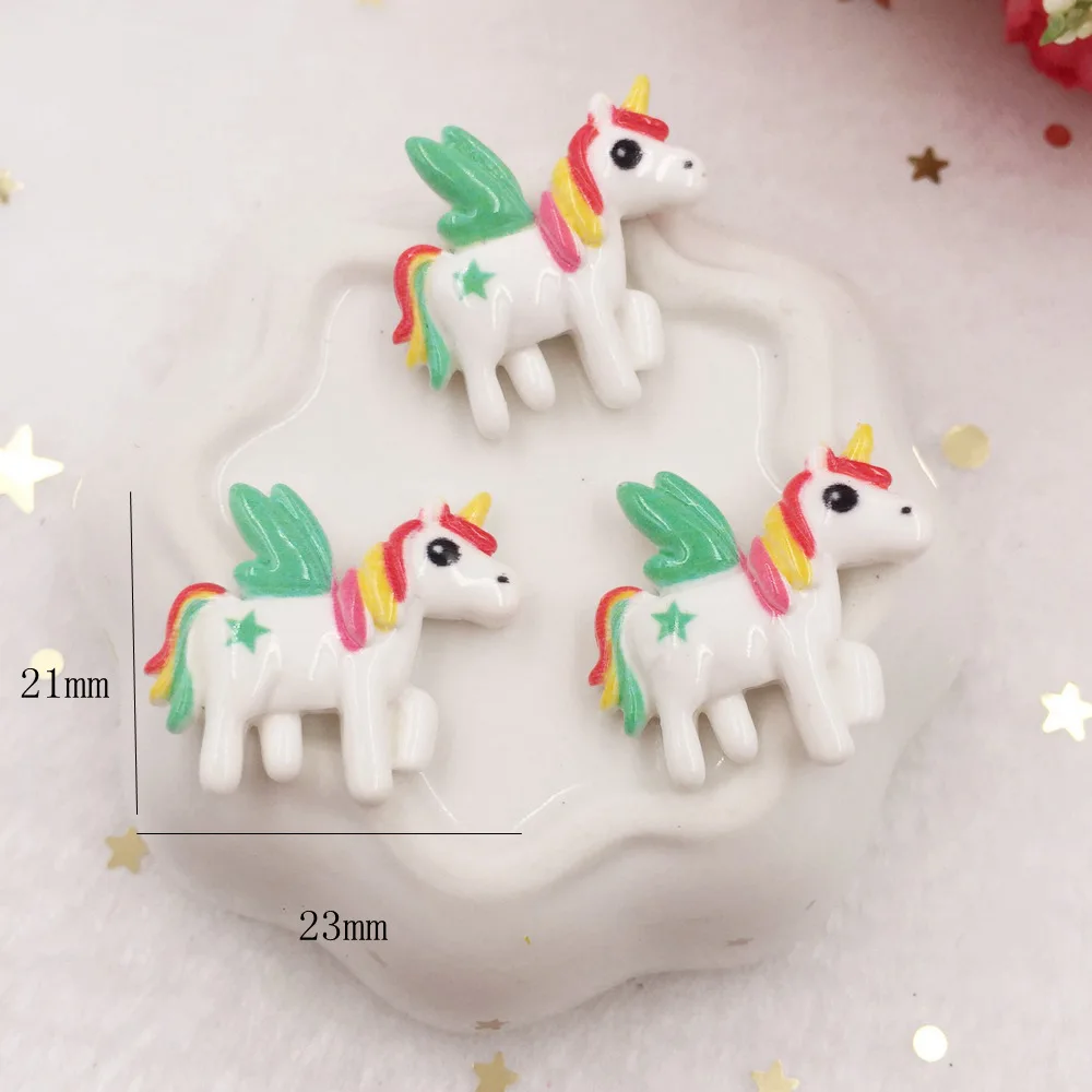 10pcs Lovely Resin 3D Colorful Unicorn Flat Back Cabochon Figurine Stone Embellishments Applique DIY Wedding Scrapbook Craft W67