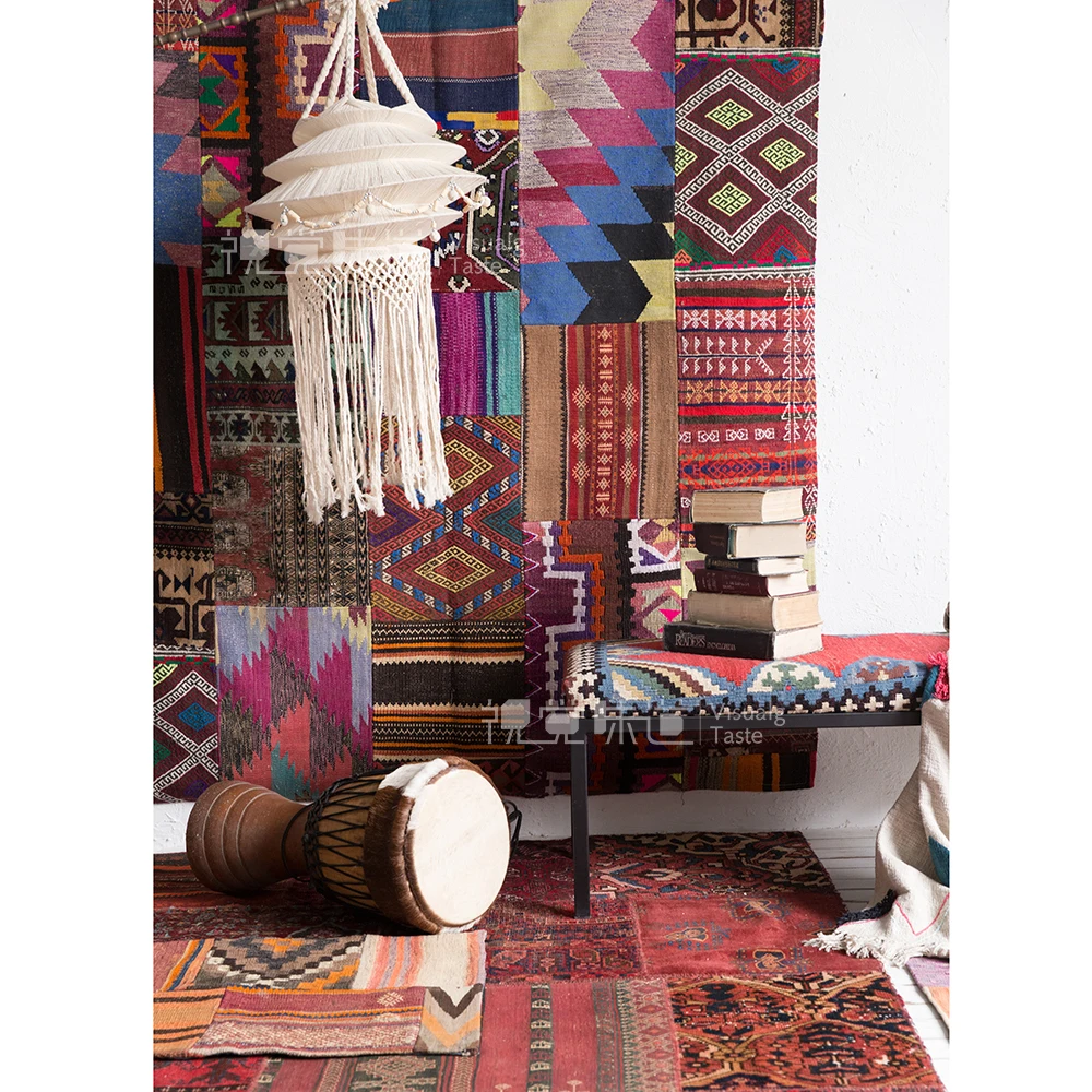 US $231.00 Gorgeous kilim carpets knitting Antique Decor Ethnic Style geometric Wool Rug Carpet
