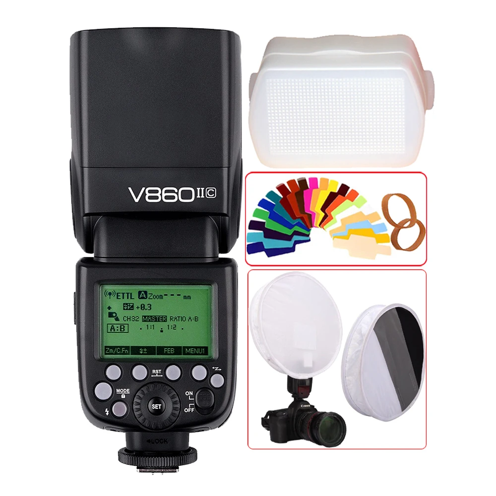 Godox V860II V860II C E TTL HSS 1/8000s Li ion Battery Speedlite Flash for Canon 800D 760D 750D